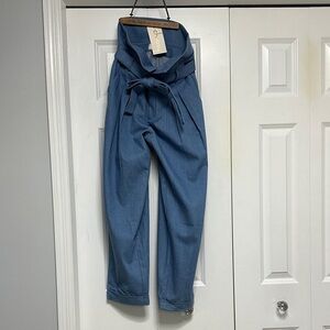 Choosy NWT Women's High Rise Blue Jeans w Flare Top Wait & Tie